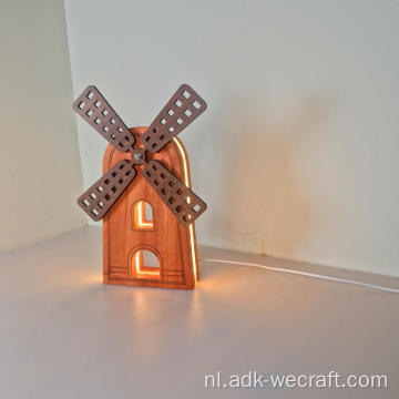 Windmolen Houten decoratieve tafellamp Premium Gift